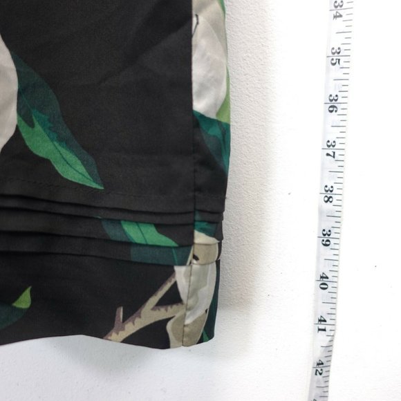 BANANA REPUBLIC Black White Midi Dress XL Shift Botanical Pleated Short Sleeve - Picture 8 of 10